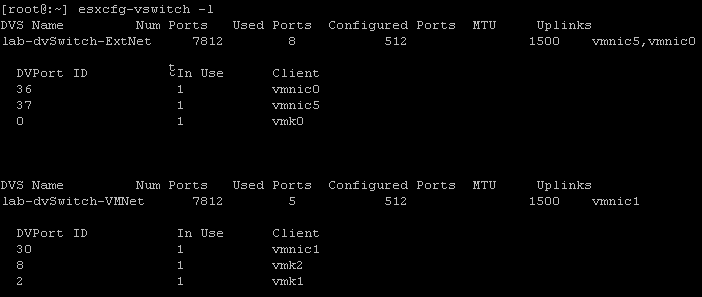 esxcfg-vswitch -l